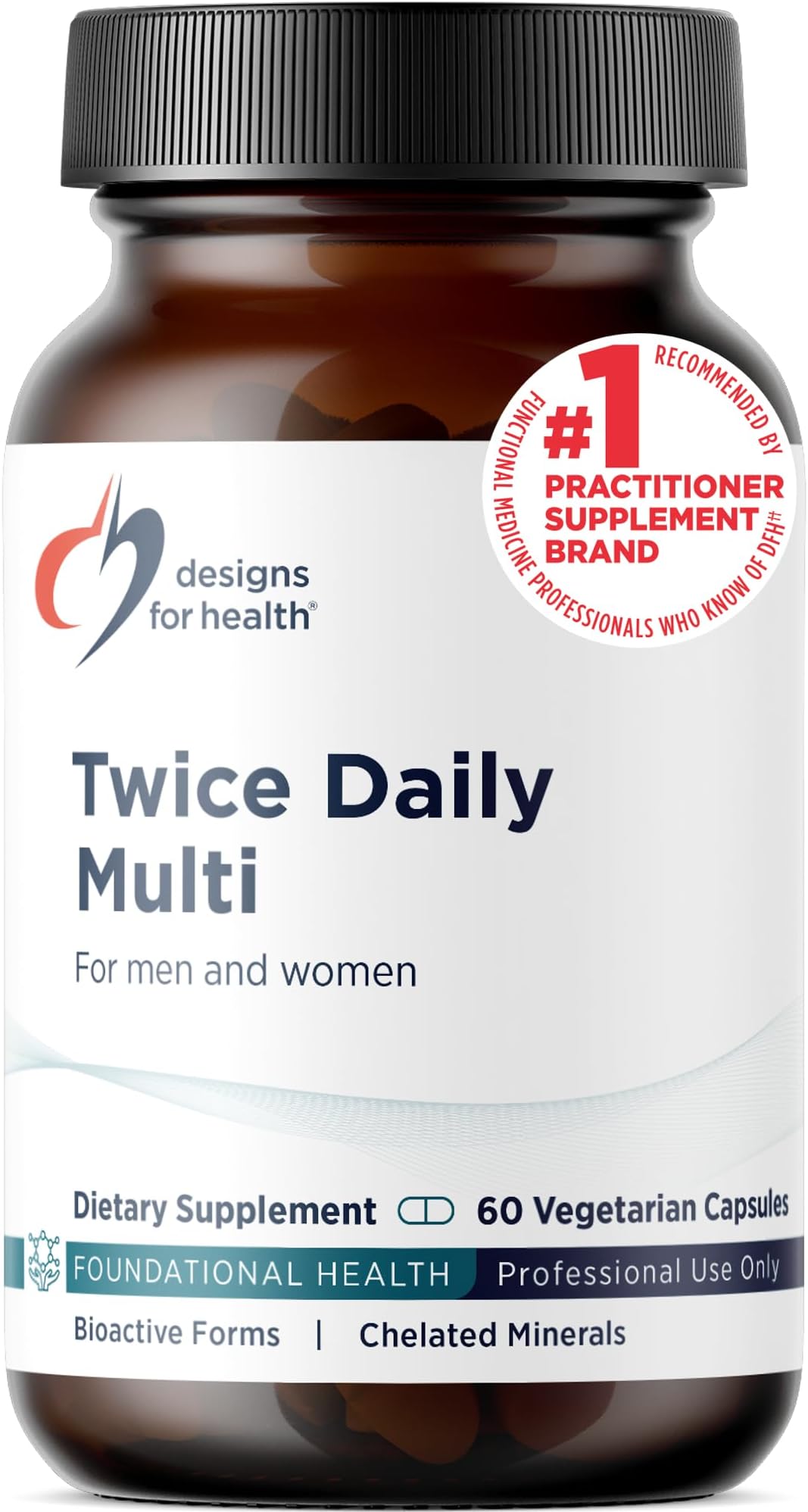 Designs for Health Methylated Multivitamin for Women & Men - Twice Daily Multimineral Supplement & Multivitamin Without Iron + Methylated B12 and Folate, Vitamin C, K, D, E + More (60 Capsules)