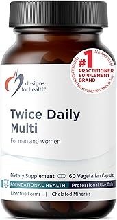 Designs for Health Methylated Multivitamin for Women & Men - Twice Daily Multimineral Supplement & Multivitamin Without Iron + Methylated B12 and Folate, Vitamin C, K, D, E + More (60 Capsules)