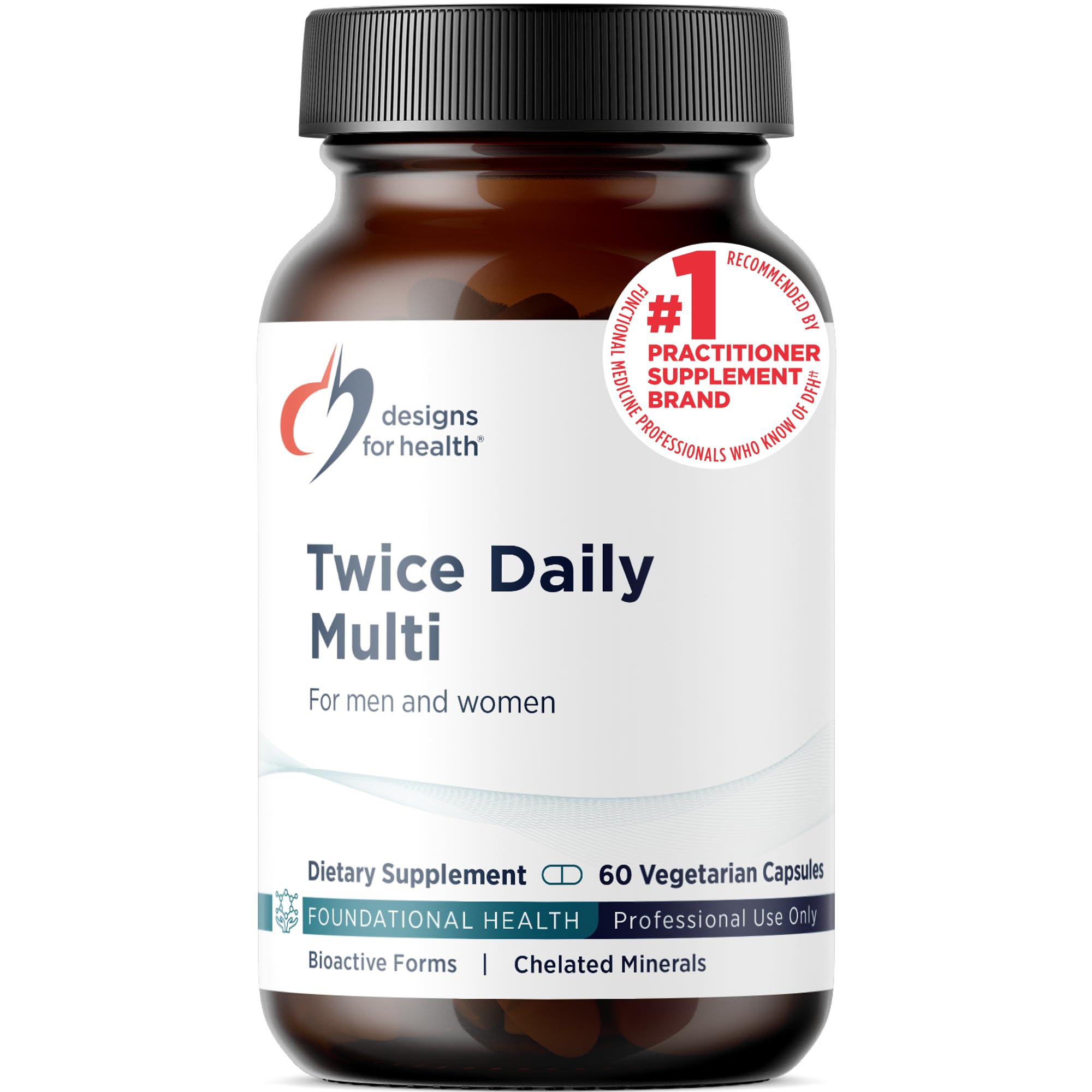 Designs for Health Methylated Multivitamin for Women & Men - Twice Daily Multimineral Supplement & Multivitamin Without Iron + Methylated B12 and Folate, Vitamin C, K, D, E + More (60 Capsules)