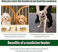 Vista 6 de Patelai 4 unidades de píldoras para gatos, émbolo para mascotas, pistola de píldoras para perros, dispensador de medicamentos para mascotas, jeringa