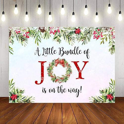 Lofaris Telón de fondo rojo de Navidad para baby shower, un pequeño paquete de alegría está en camino, decoraciones de fiesta para niños y niñas,