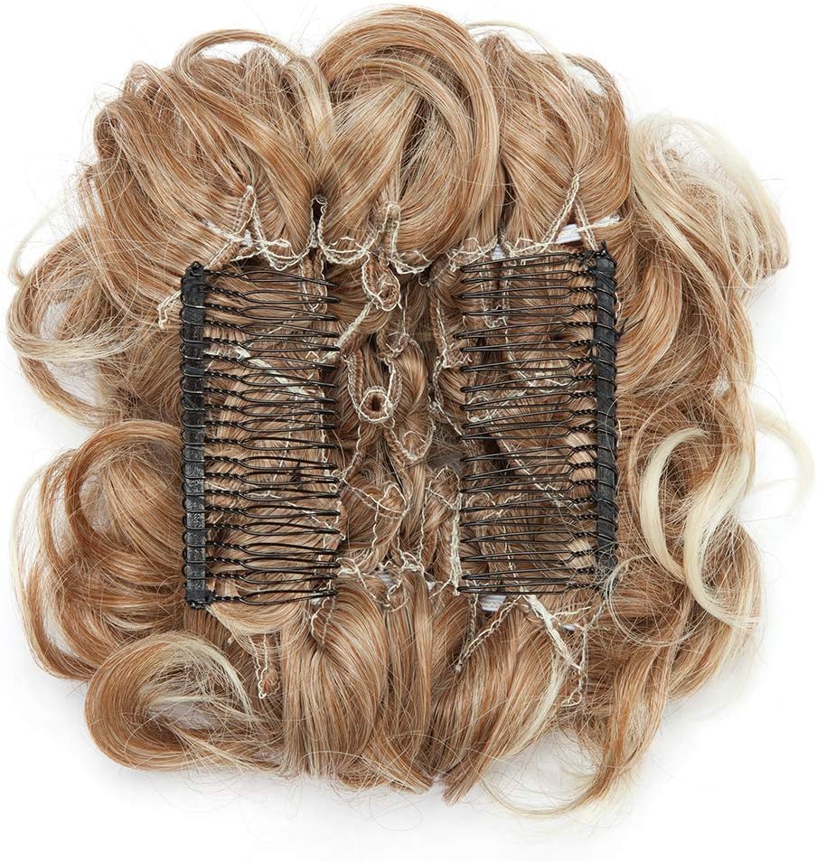 Real Thick Comb Clip in Messy Curly Bun Hair Extension Chignon Updo Hair Piece Short Hair Wavy Scrunchie Wedding Hairpiece - Image 4