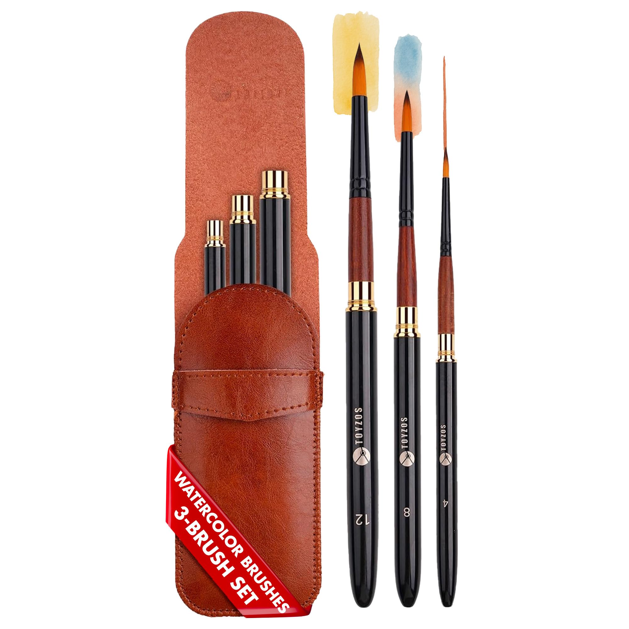 Watercolor Paint Brushes Set - Travel Case Included -1