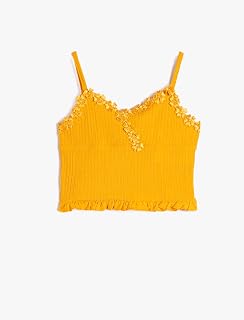 Koton Crop Üst Askılı Dokulu Çiçekli