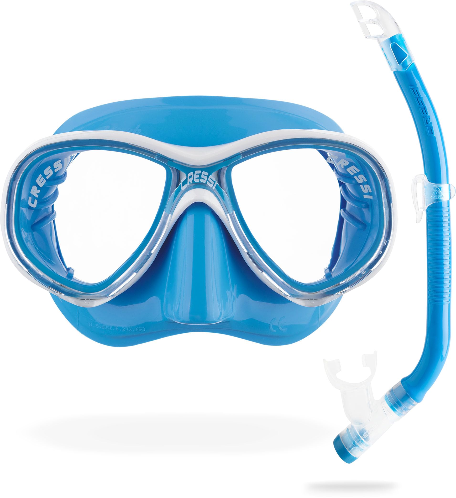 Cressi Marea VIP Jr, New Premium Colorama Snorkeling Set 7/13 Years (Made in Italy),Blue/White/Transparent