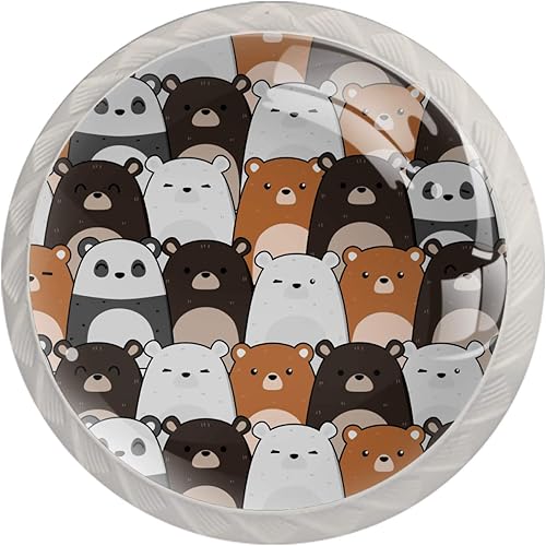 Idealiy Cute Kawaii Bear Panda Polar and Grizzly Door Drawer Pull Handle Furniture Decoration for Kitchen Cabinet Dressing Table