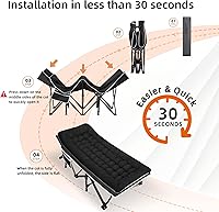 Vista 9 de Catre portátil para campamento, catres de dormir para adultos, cuna plegable extra ancha y resistente, carga máxima de 600 libras con colchón