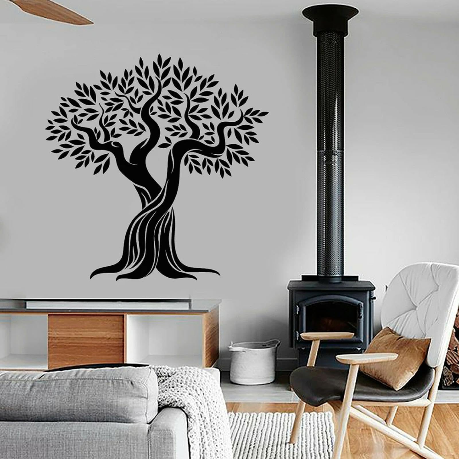 SHELOG Wall Decal Olive Tree Natural Leaves Branches Wall Sticker for Home Bedroom Living Room Decoration Design Decal Modern Wall Art Sticker