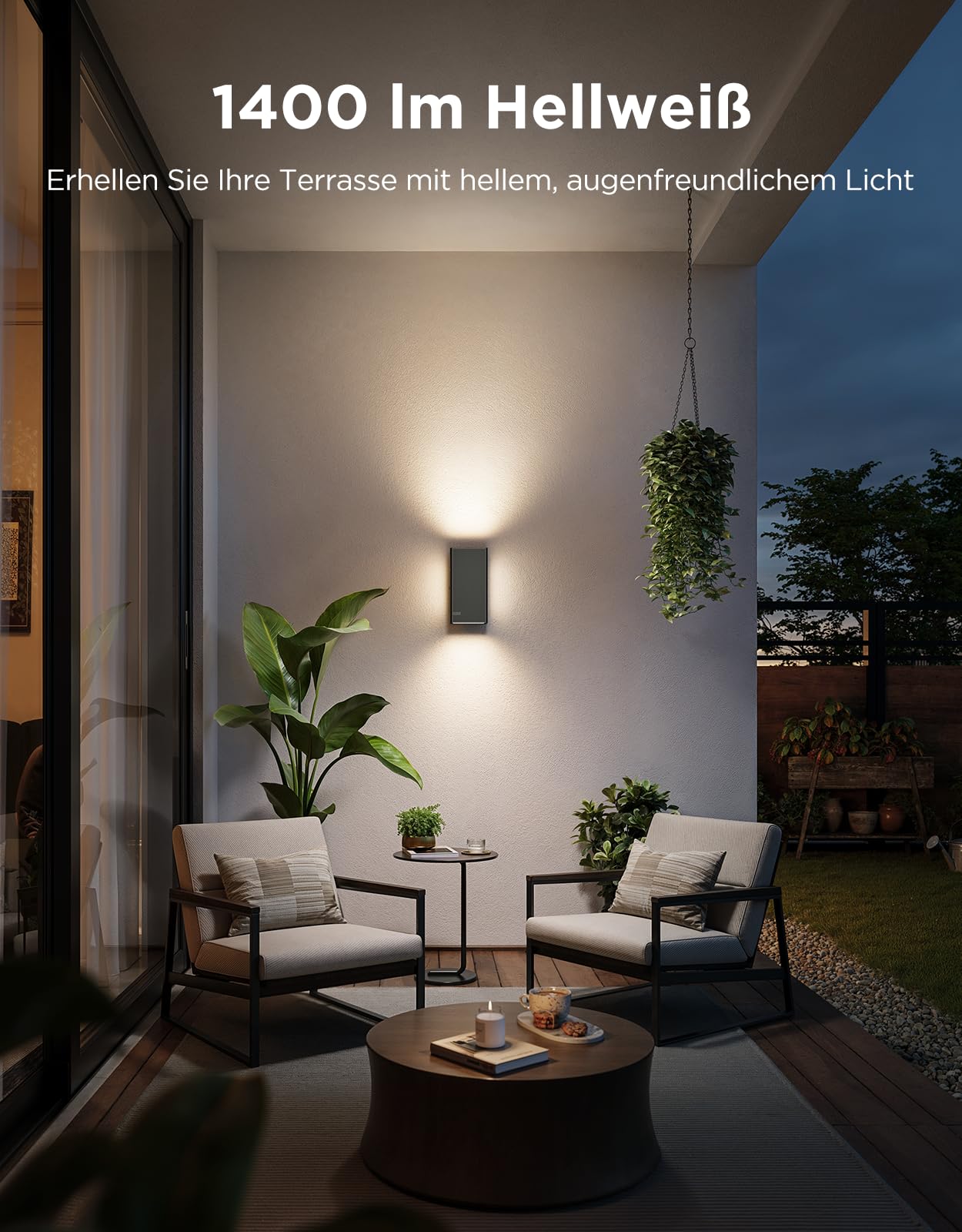 Govee Outdoor UpDown Wandleuchte, 1400lm RGBICWW Wandlamp, IP66, 2 Stück | 2700K–6500K UpDown Außenwandleuchte mit 64 Szenen, DIY-Farben, Funktioniert Matter/Alexa/Google, Veranda, Balkon, Terrasse
