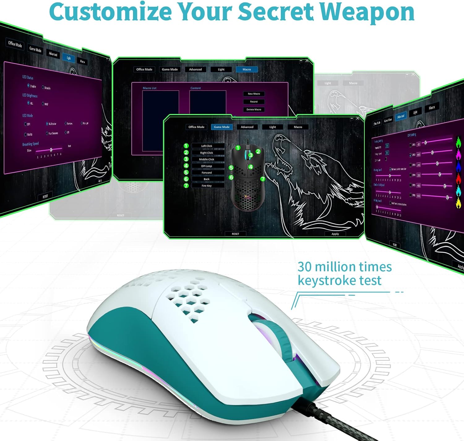 MAGIC-REFINER Wired Lightweight Gaming Mouse, 69g Ultralight Honeycomb Shell, RGB Chroma Backlit, 6400 DPI Optical Sensor, Ergonomic 6 Programmable Buttons for E-Sports,Laptop,PC,Mac Gamer