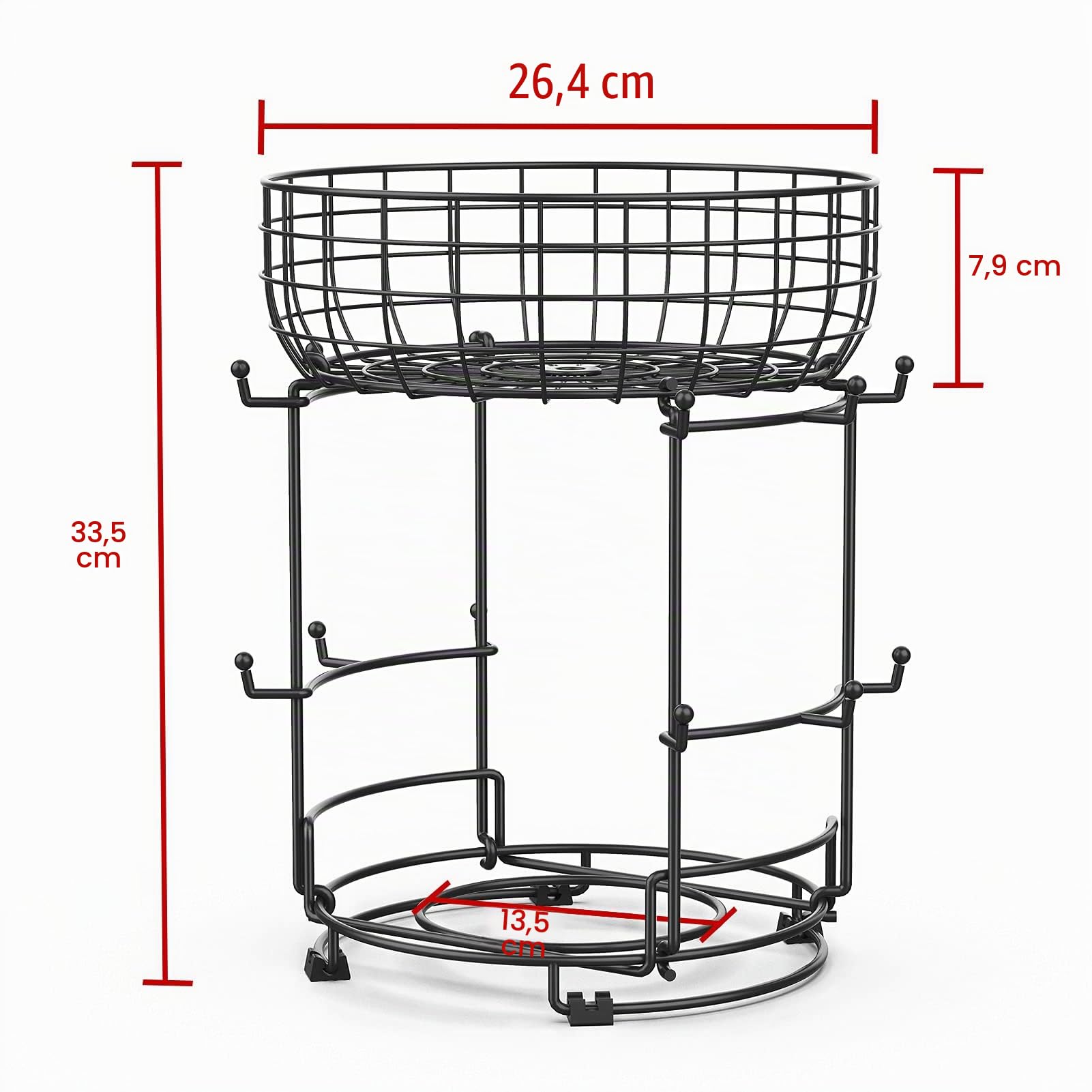 Bomclap Porta tazze in piedi in metallo per tazze da caffè e bicchieri, accessori da bar da caffè, accessori e organizzazione da cucina, 12 ganci (nero1)