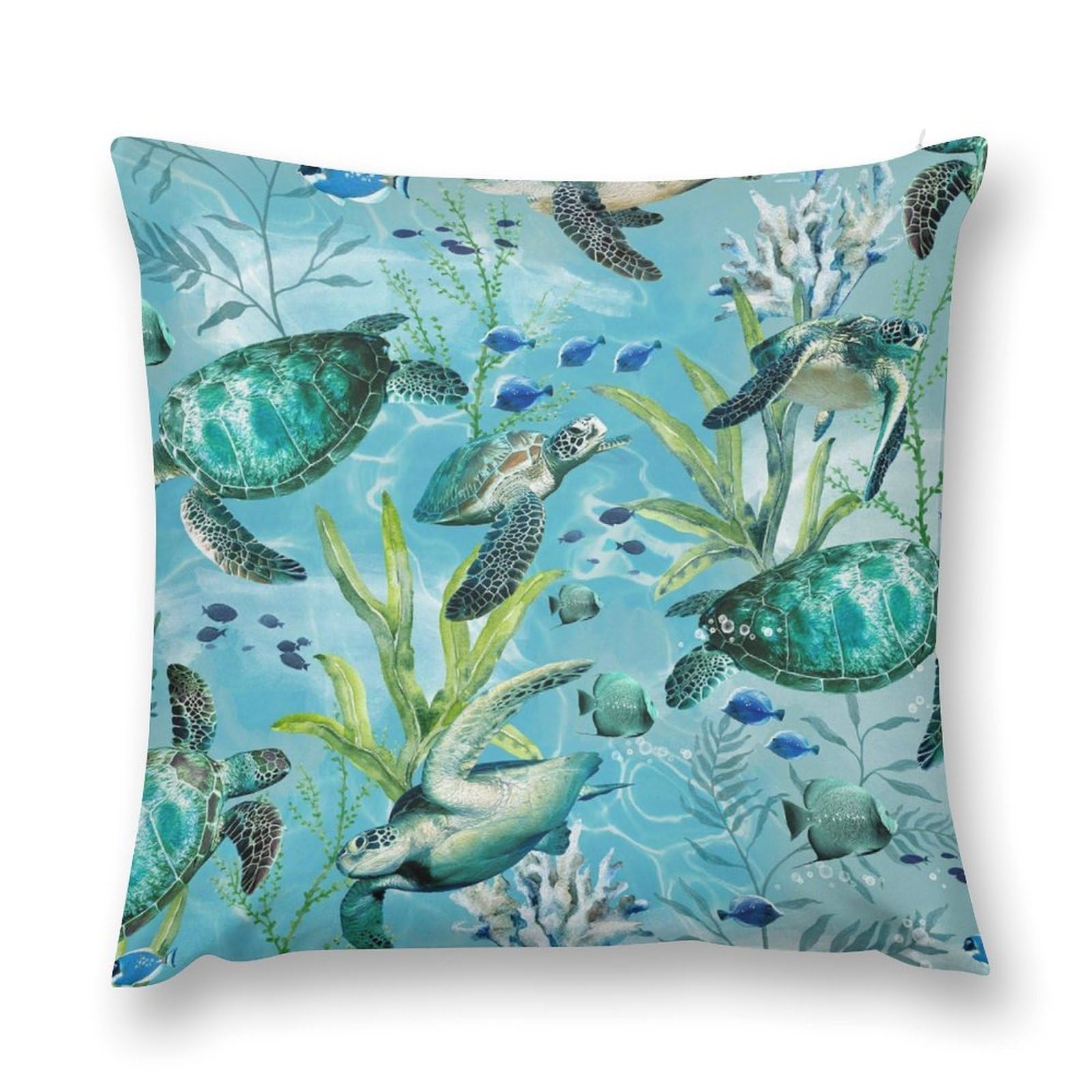 VstaDank Sea Turtle-Blue Throw Pillow Cover with Hidden Zipper Farmhouse Couch Pillow Cover Cozy Soft Short Plush Cushion Case Fashion Square Decorative Pillow Cover for Living Room