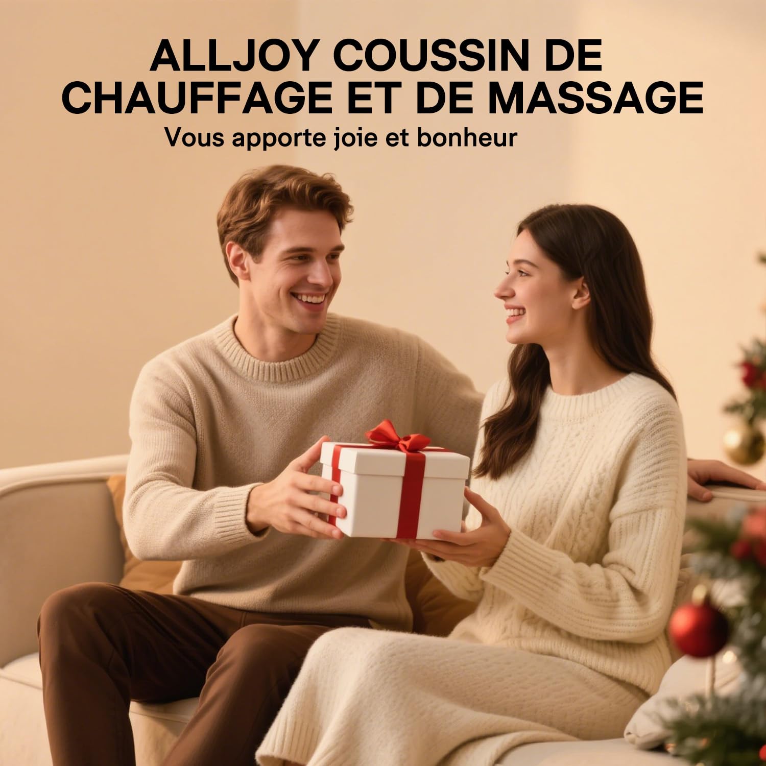 ALLJOY 170CM Ceinture Chauffante Lombaire, Cadeau Noel pour Homme Femme Parents, Coussin Chauffant Dos avec 5 Massage Vibratoire et 3 Niveaux de Température, Minuterie 3 Temps (avec Fil)