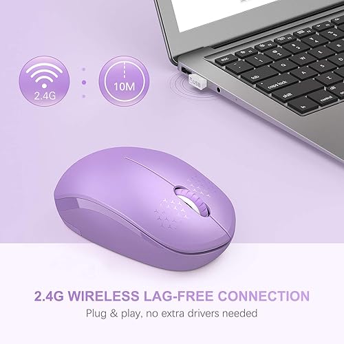 Miniatura 5 de seenda - Mouse inalámbrico silencioso de 2.4 G, con receptor USB para PC, tablet, laptop y, Windows, Mac y Linux