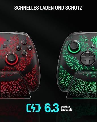 PALPOW Switch 2 Pro Controller mit Ladestation für Switch 1/2/OLEDKabellos Controller Switch Hall EffectBluetooth Gamepad mit Einknopf-Aufweckung/RGB/Turbo/Ergonomisch/Vibration/Bewegungsaufnehmer