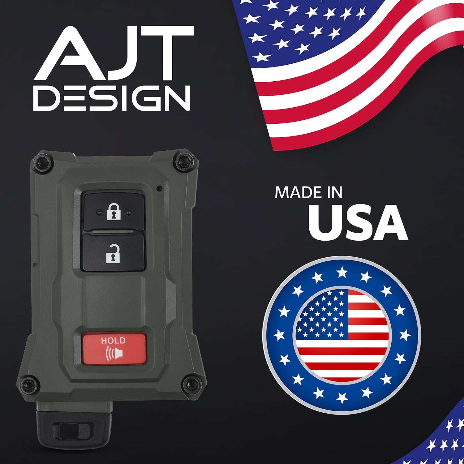 AJT DESIGN Replacement Key Fob Case Compatible with Toyota Tacoma, Tundra, 4Runner V1, Injection Fob V1.5 - Army Green