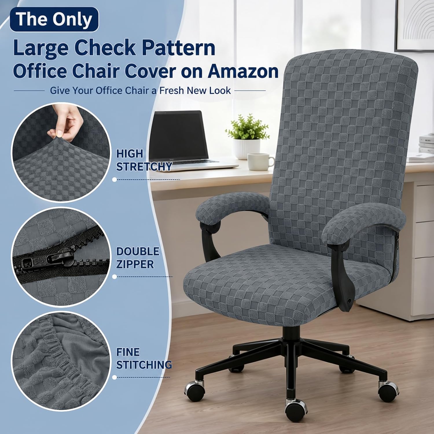 YEMYHOM Stretch Office Chair Cover with Armrest Covers Exclusive Pattern M image 3