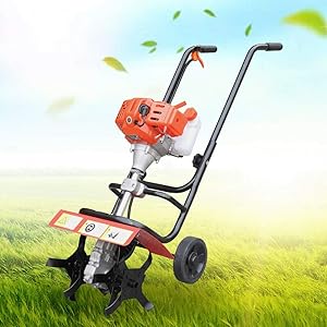 YIYIBYUS 52CC 2 Stroke Gas Powered Tiller Cultivator, Plant Garden Farm Tilling Tool,Hand-Pull Recoil