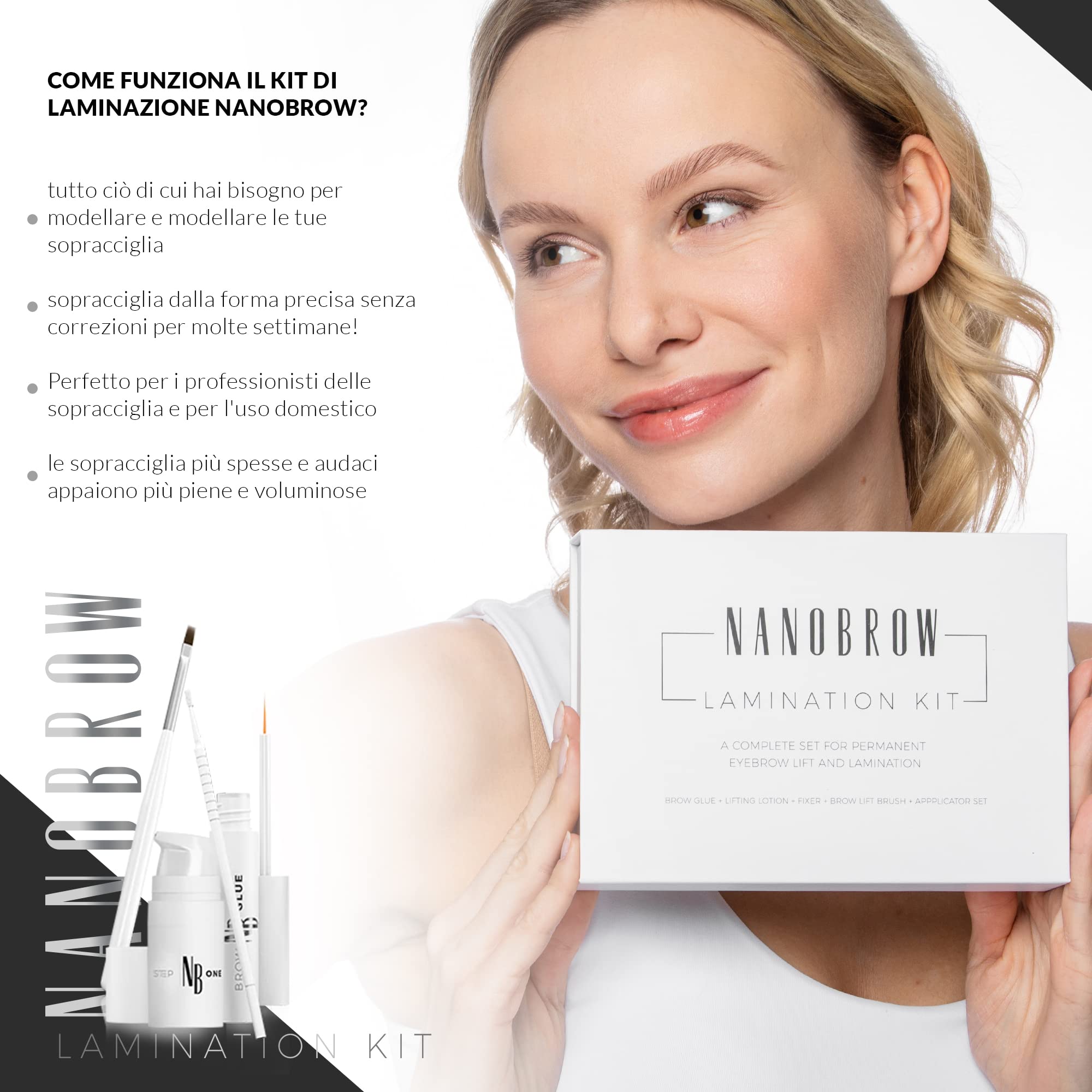 Kit laminazione sopracciglia Nanobrow Lamination Kit – trattamento professionale per sopracciglia perfettamente definite a casa