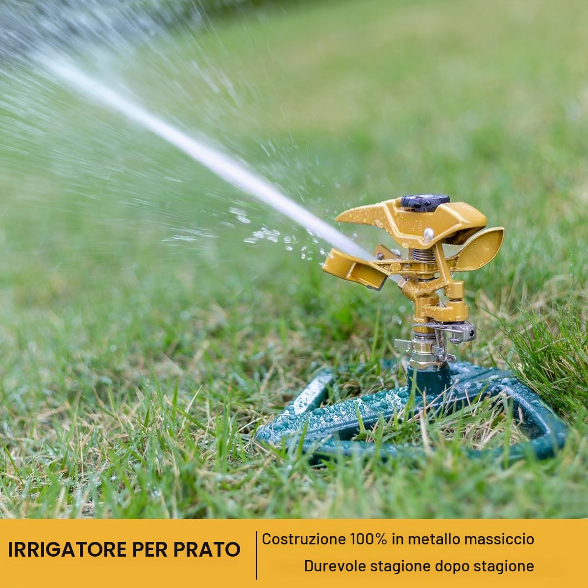 FANHAO Irrigatore a Pulsazione per Impieghi Gravosi, Irrigatore con Base in Metallo per Irrigare Aree fino a 540 m², Copertura di un'ampia Area a 360 Gradi, Metallo Solido