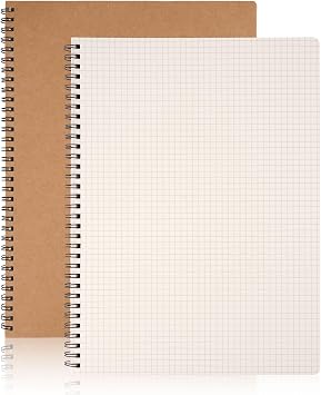 Squared Paper Notebook A4, 2Pcs 120 Pages/ 60 Sheets Grid Spiral Notebooks