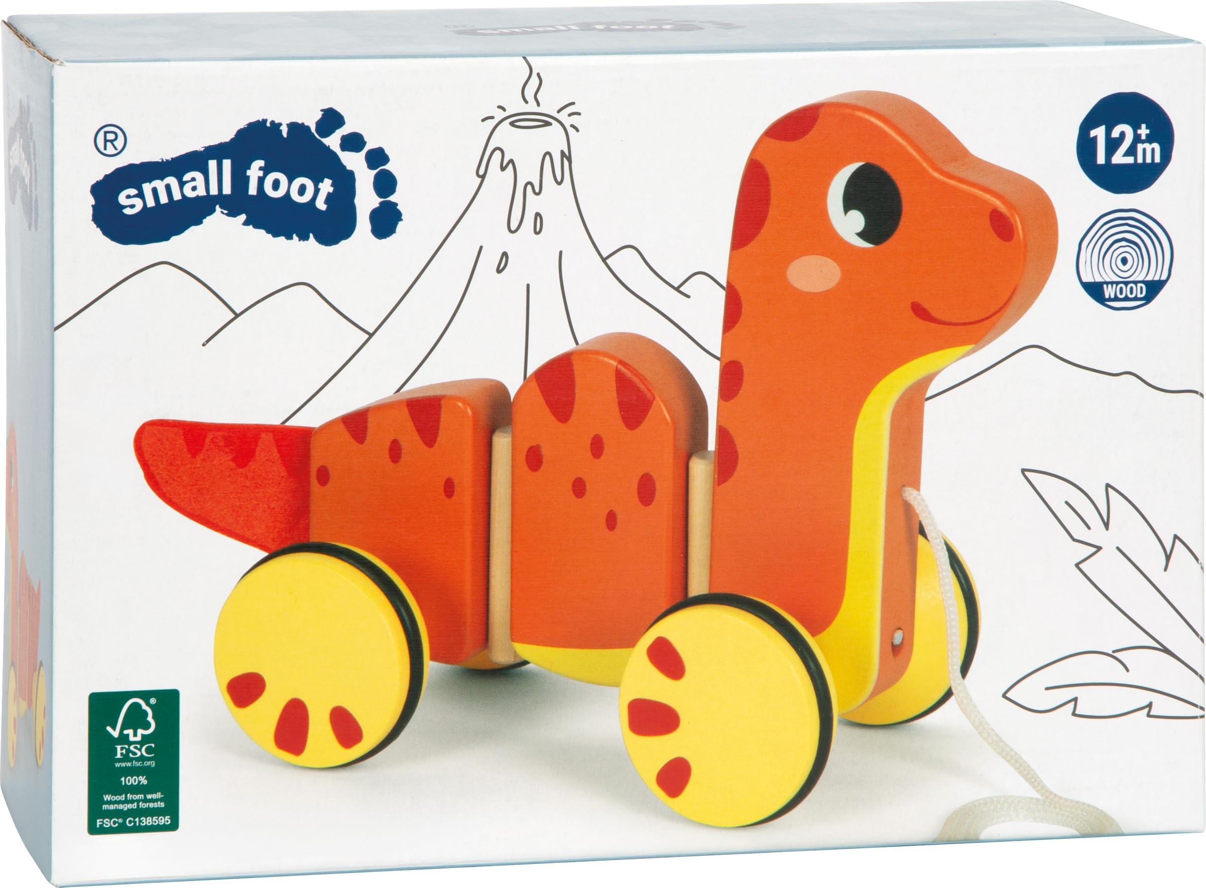 small foot Zwierzę Dino, 100% certyfikowana drewniana zabawka z certyfikatem FSC, dla dzieci od 12 miesięcy, 12613, kolorowy kolor