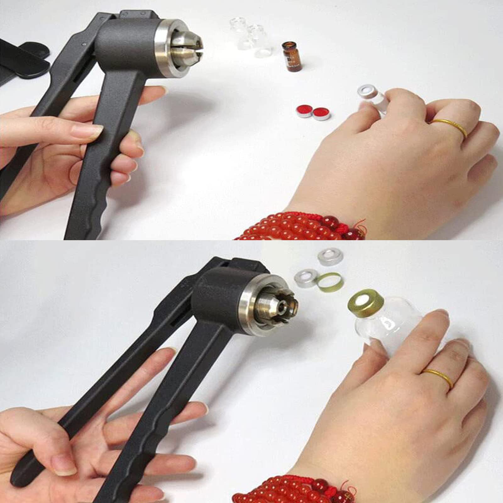 13/20 mm Flip-Vial Crimper/Stopfbuchsenzange, Flaschen-Crimp-Verschließwerkzeuge, Griff Anti-Skid/Verschließmaschine, für reine Aluminiumabdeckung, 13 mm