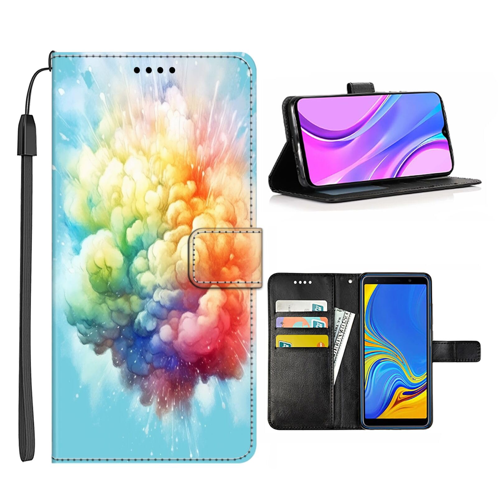 Elgzigok Wallet Phone Case for LG Stylo 5 with Rainbow Cloud-aa17 - Stylish and Functional PU Leather-Free Smartphone Case with Card Holder