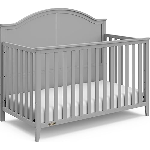 Graco Wilfred 5-in-1 Convertible Crib (Pebble Gray) – GREENGUARD Gold Certified, Converts to Toddler Bed and Full-Size Bed, Fits Standard Full-Size Crib Mattress, Adjustable Mattress Support Base
