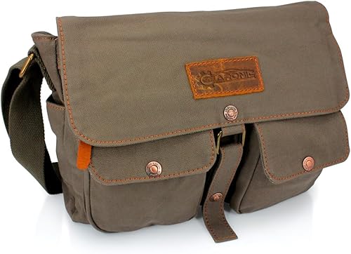 GEARONIC - Bolso bandolera de lona para hombre estilo militar estilo vintage Coffee, forro polar verde con licencia oficial de star wars silent one