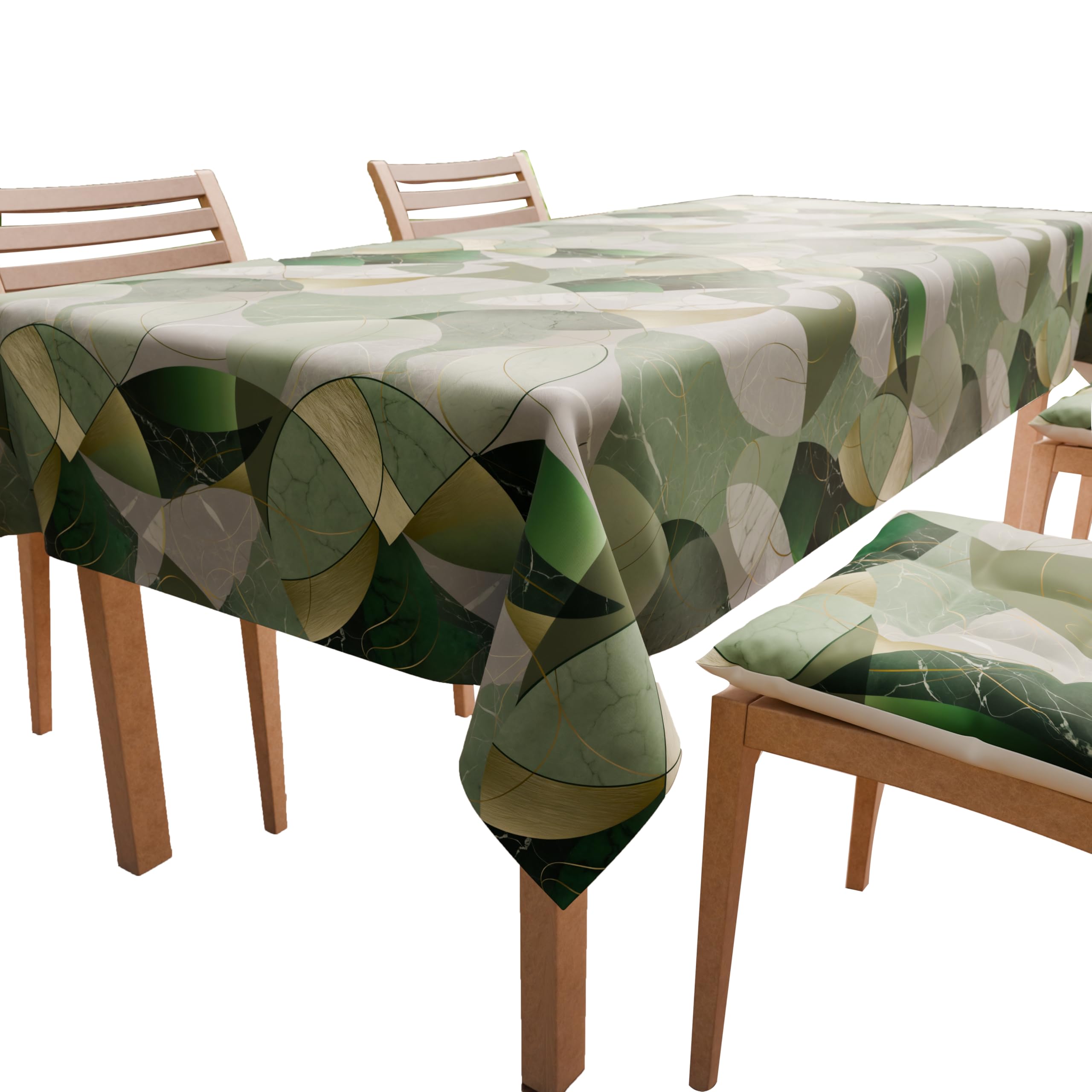 PETTI Artigiani Italiani - Table Cloth, Kitchen Tablecloth in Anti-Stain Microfibre Design Sage Circle Design X4 Places (140 x 140 cm) 100% Made in Italy
