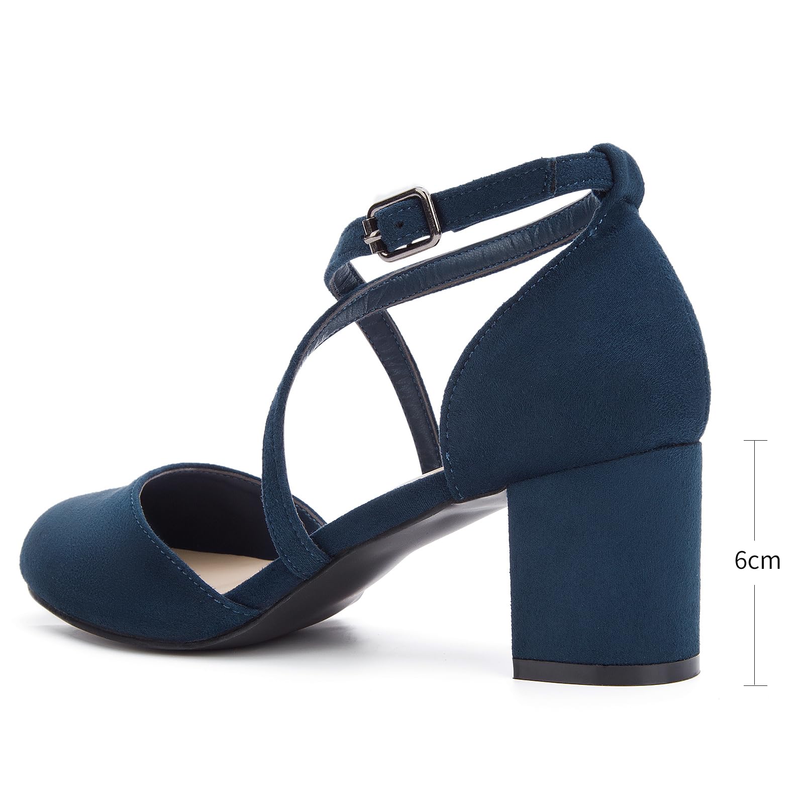 Greatonu Scarpe col Tacco Donna Eleganti Decollete a Cinturini Incrociati Punta Chiusa Sandali con Tacco da Sposa Decolte Tacco Medio Largo