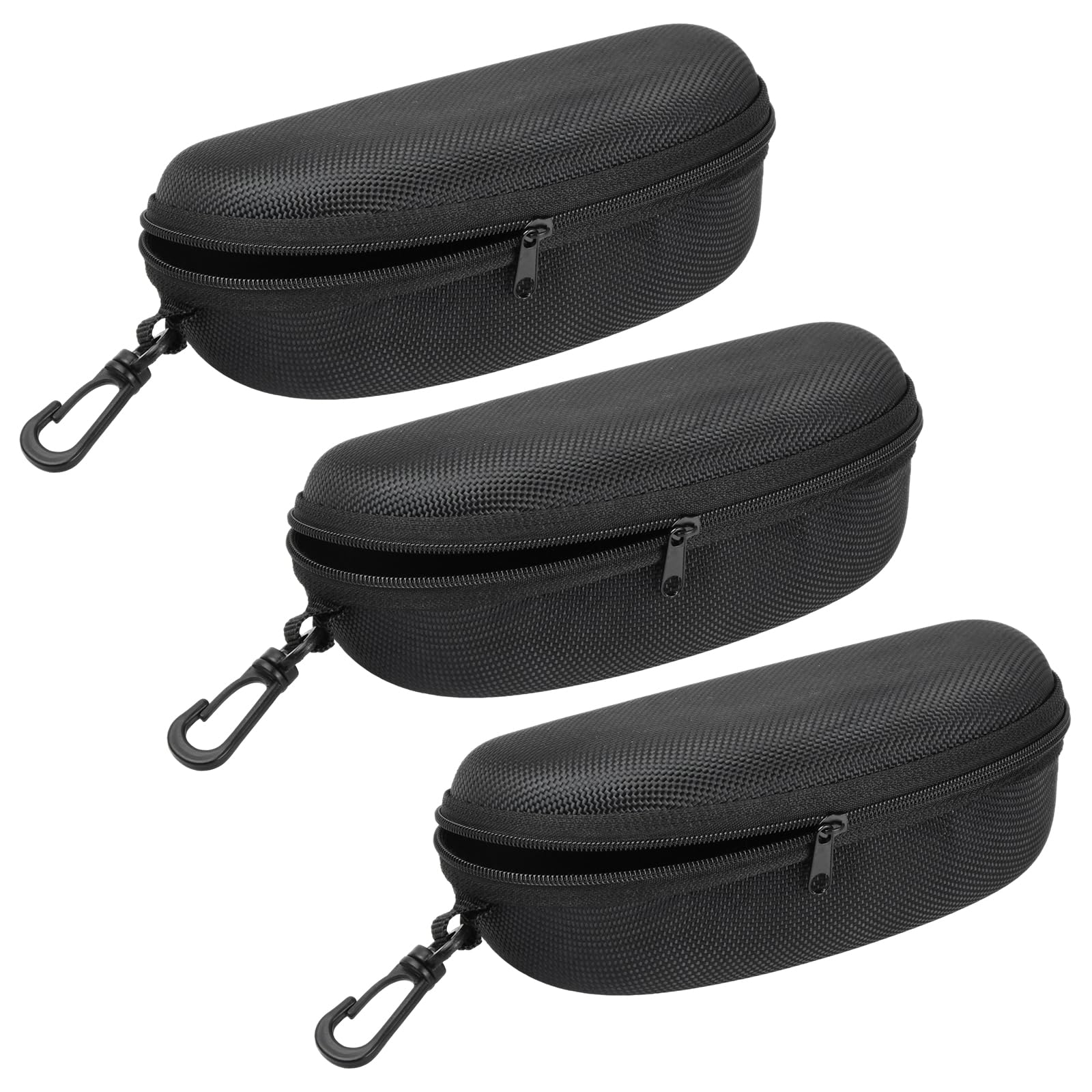 Lot De 3 étuis Rigides à Fermeture éclair Pour Lunettes | Protection Anti-rayures, Avec Mousqueton | Homme, Femme, Unisexe
