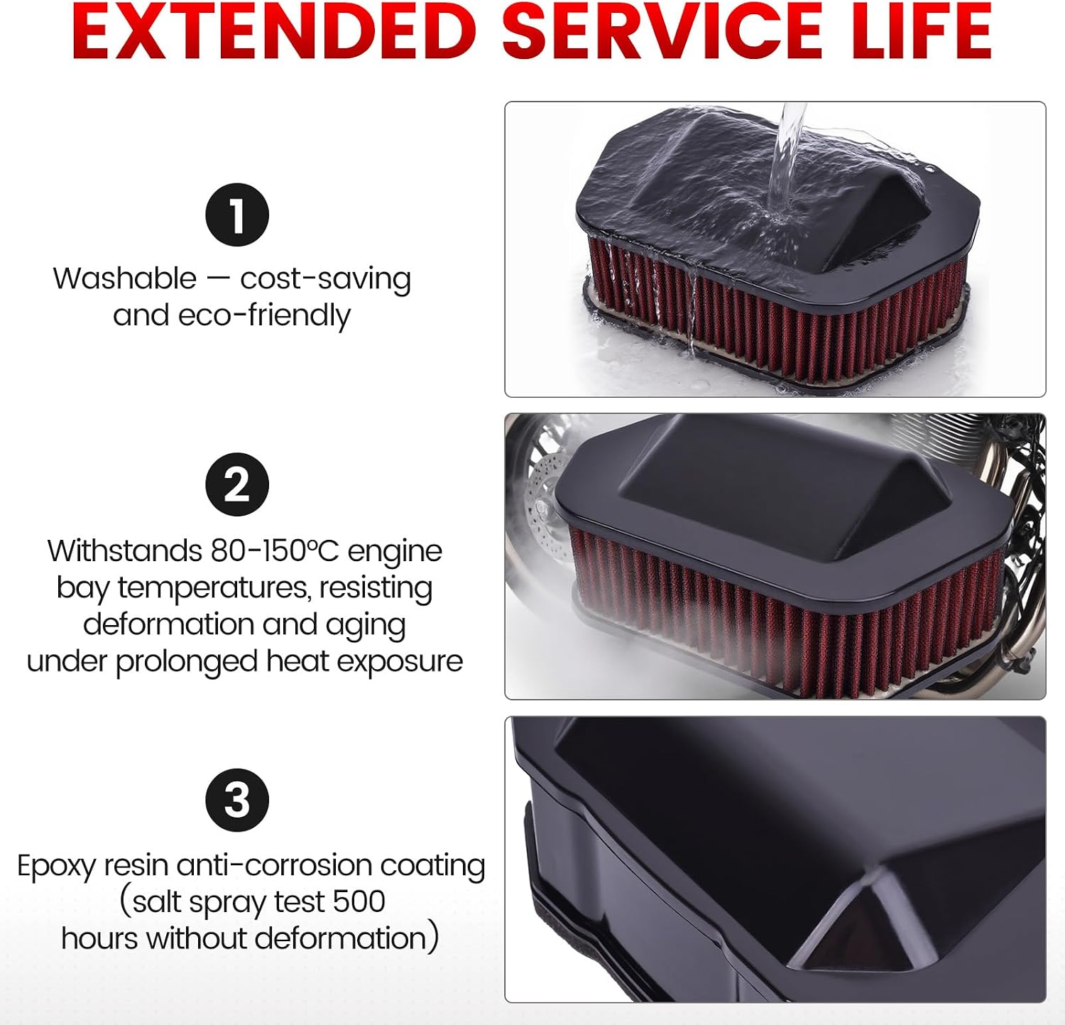 Air Filter for Yamaha V Star 1300 XVS1300 2007 2013 2008 2009 2010 2011 2012 2014 2015 2016 2017 3D8-14451-00