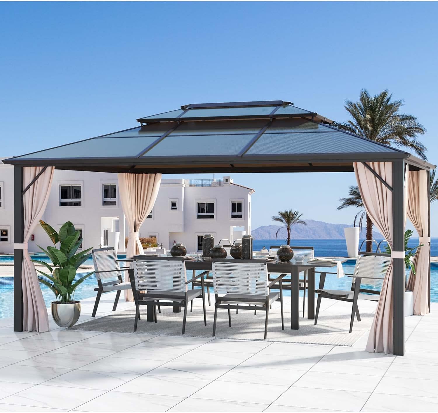 YOLENY 10'x13' Hardtop Gazebo, Outdoor Polycarbonate