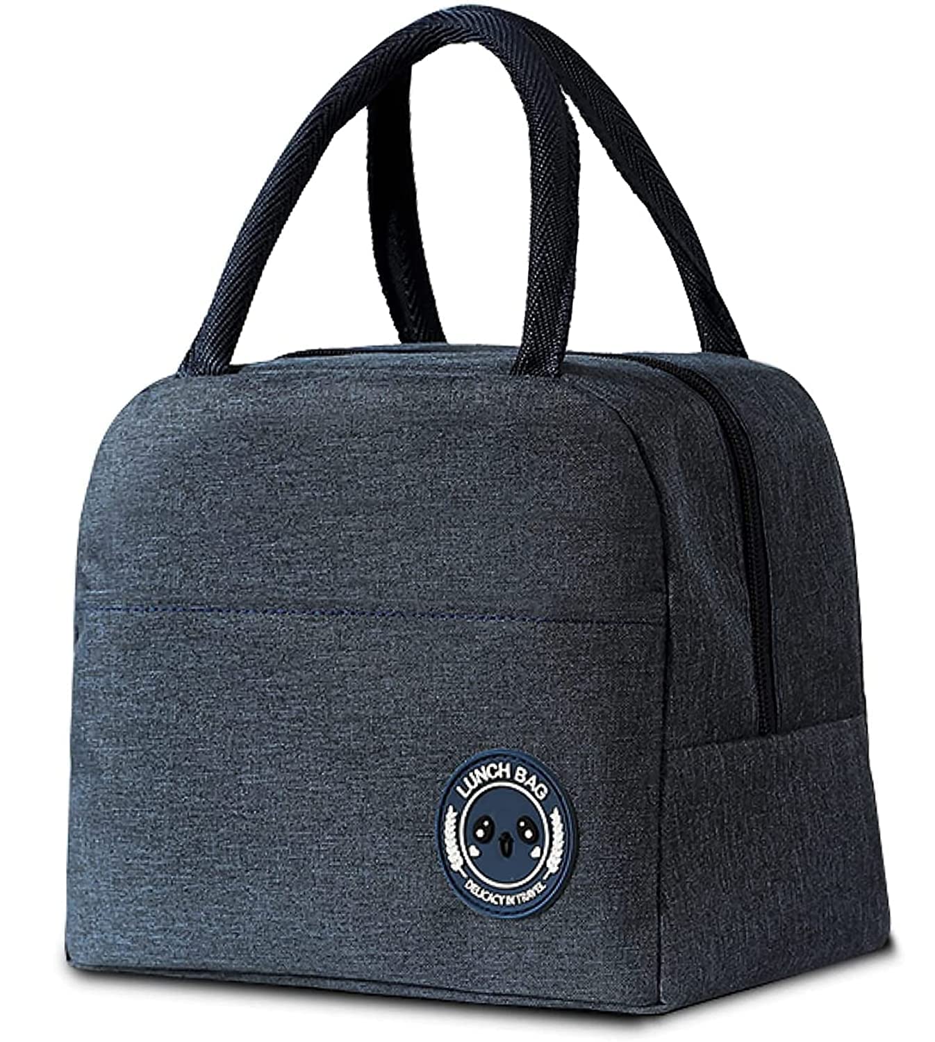 KARDIFF Insulated Lunch Bag for Women Men, Reusable Lunch Tote Lunch Box Organizer Cooler Bag with Front Pocket for Work Travel Picnic (D.Grey)