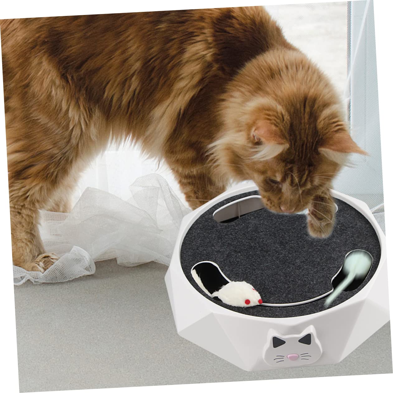 ORFOFE Juguete Eléctrico para Gatos Ratón de Excavación Blanco Abs | 3 Pilas Aa Incluidas, Portátil y Automático, Acción de Caza Simulada para Gato y Cachorro