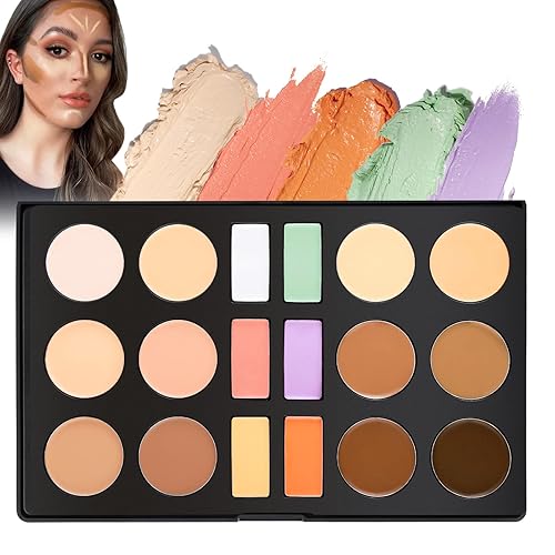 DE'LANCI - Paleta de corrector de contorno en crema, kit de paletas de maquillaje de 18 colores para resaltar, paleta de contorno para ojeras,