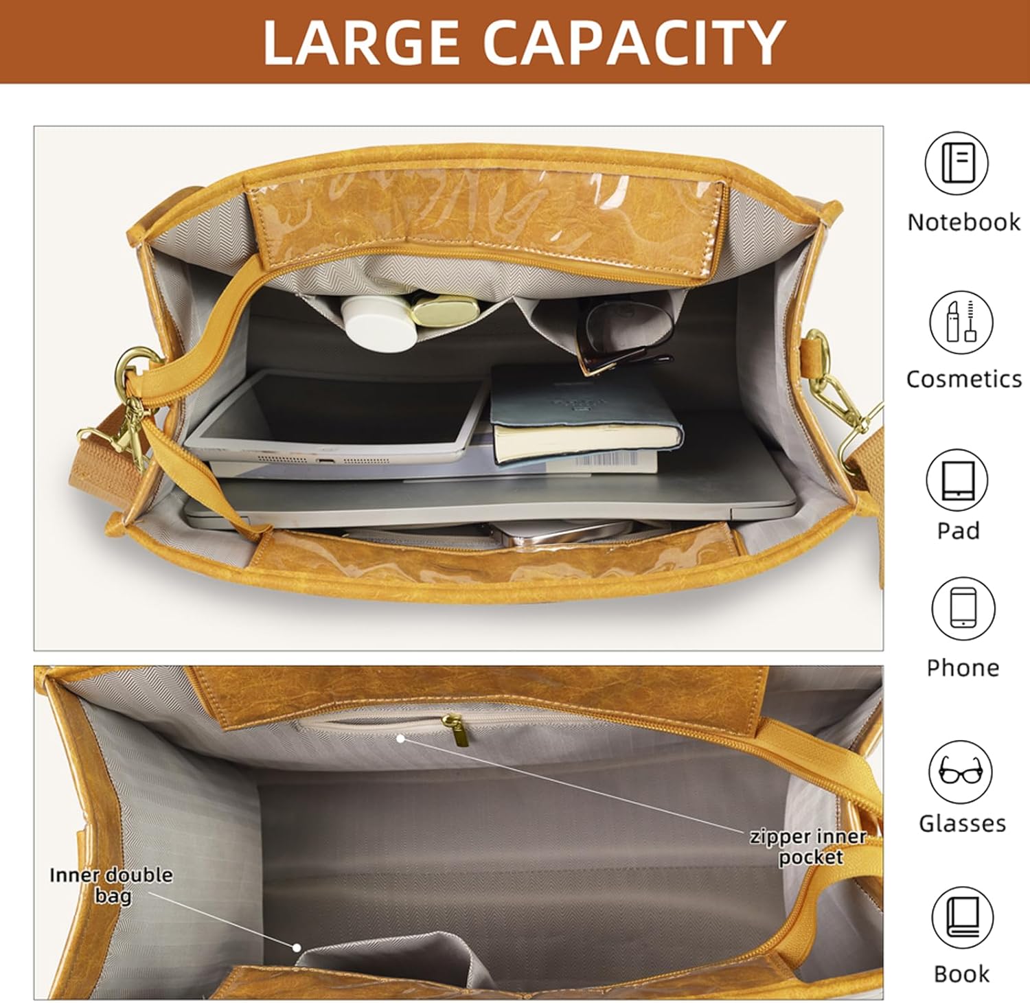 PVC Tote Bag for Women, Upgrade Plastic Tote Bag Trendy Kraft Paper Bag Women's Letters Print Tote Bag Shoulder Bag - Image 6