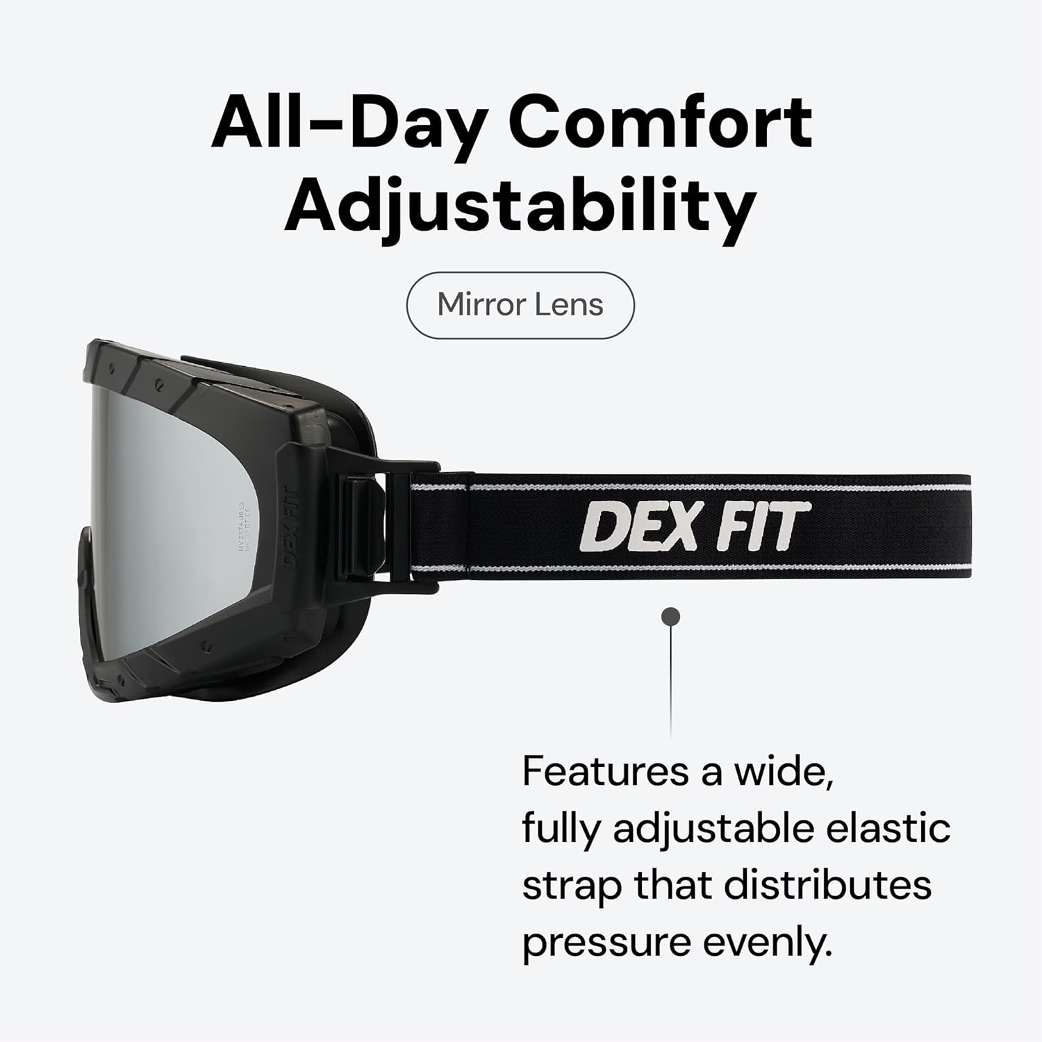 DEX FIT SG220 Plus Safety Goggles, Long-Lasting 1-2 Year Anti-Fog Coating, Z87.1 Scratch Resistant Eye Protection, Soft OTG Fit for Construction & Lab; Silver Mirror Lens, 1 PC