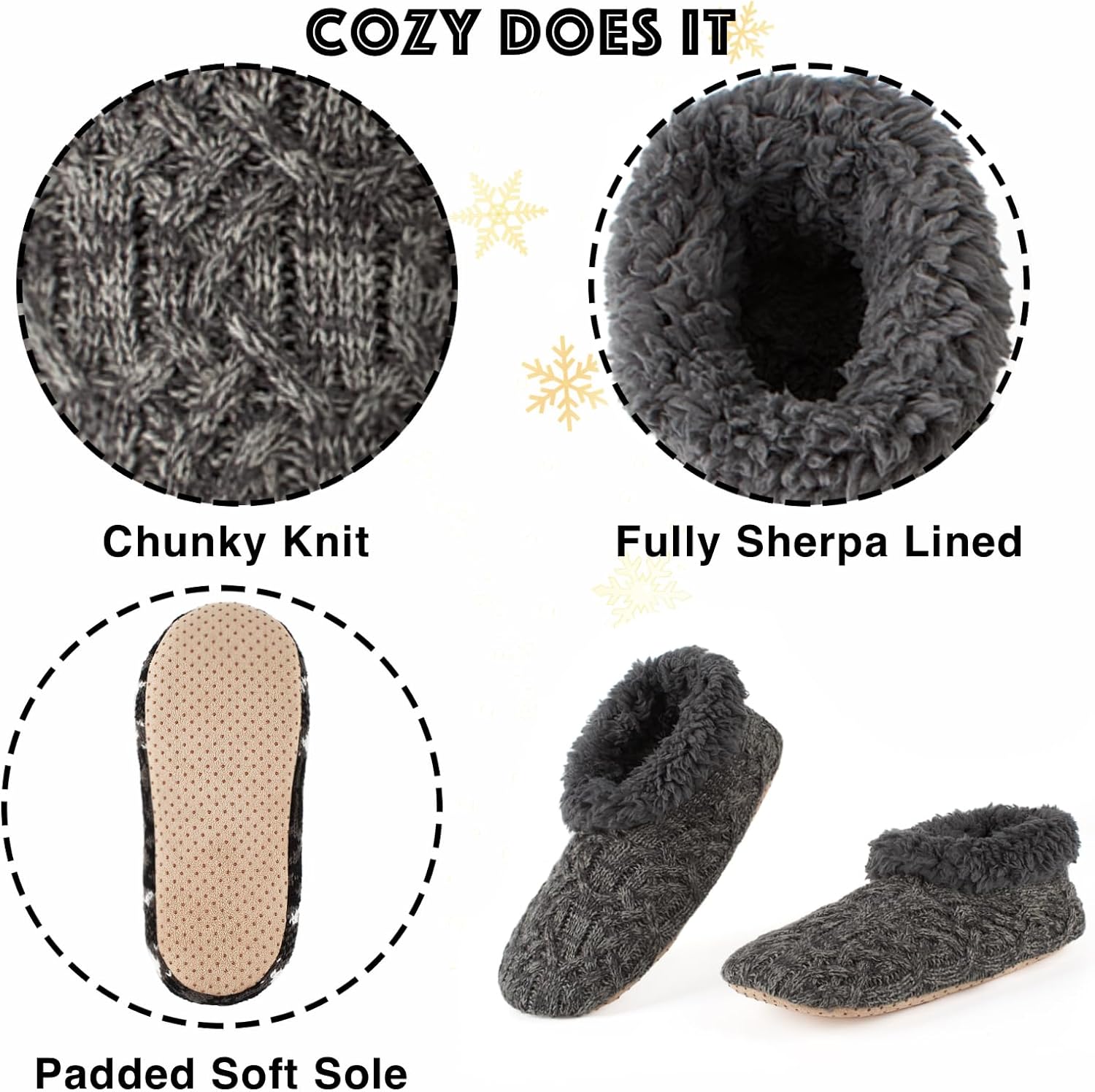 Cozylook 2-Pack Men's Low-cut Fuzzy Slipper Socks with Non-slip Gripy Soles, Winter Warm House Slippers Indoor, Cozy Christmas Gifts for Men, Stocking Stuffers for Dad Husband Boyfriend - Image 4