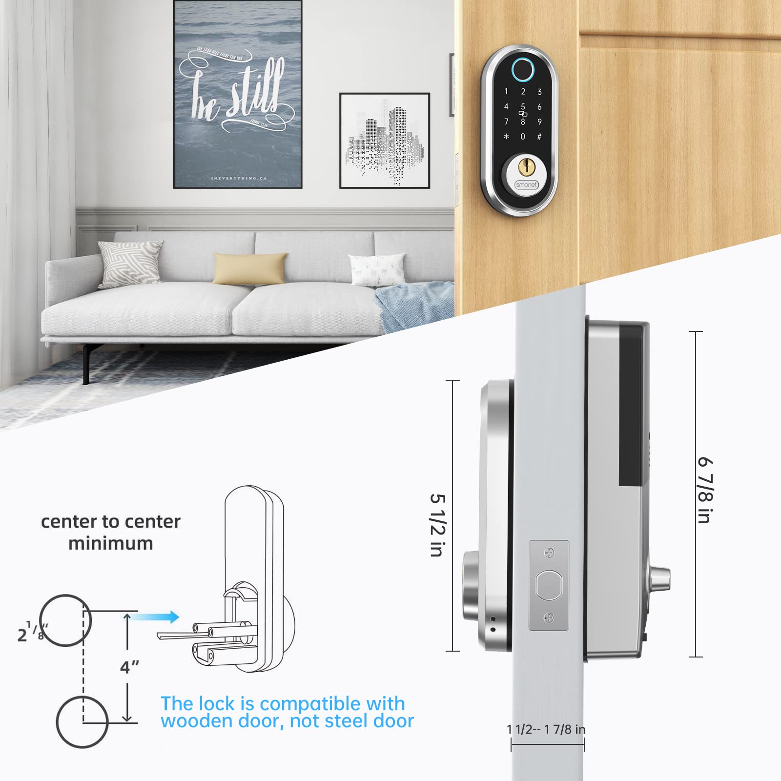 Buy Smart Deadbolt, Fingerprint Electronic Deadbolt Door Lock with KeypadBluetooth