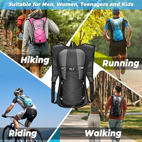 Miniatura 6 de CKE Mochila de hidratación con vejiga de hidratación de 2L Camelback Mochila de agua para hombres, mujeres y niños para senderismo Correr Ciclismo