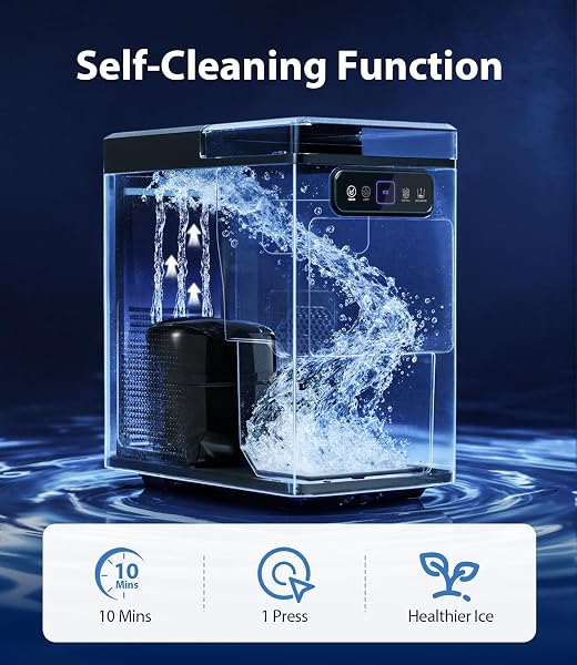 Nugget Ice Maker 40lbs/Day, Countertop Ice Maker Soft Chewable Ice, Ice Makers One-Click & Self-Cleaning, Crushed Pellet Ice Machine with Scoop&Basket for Home/Kitchen/Office, Stainless Silver - 4