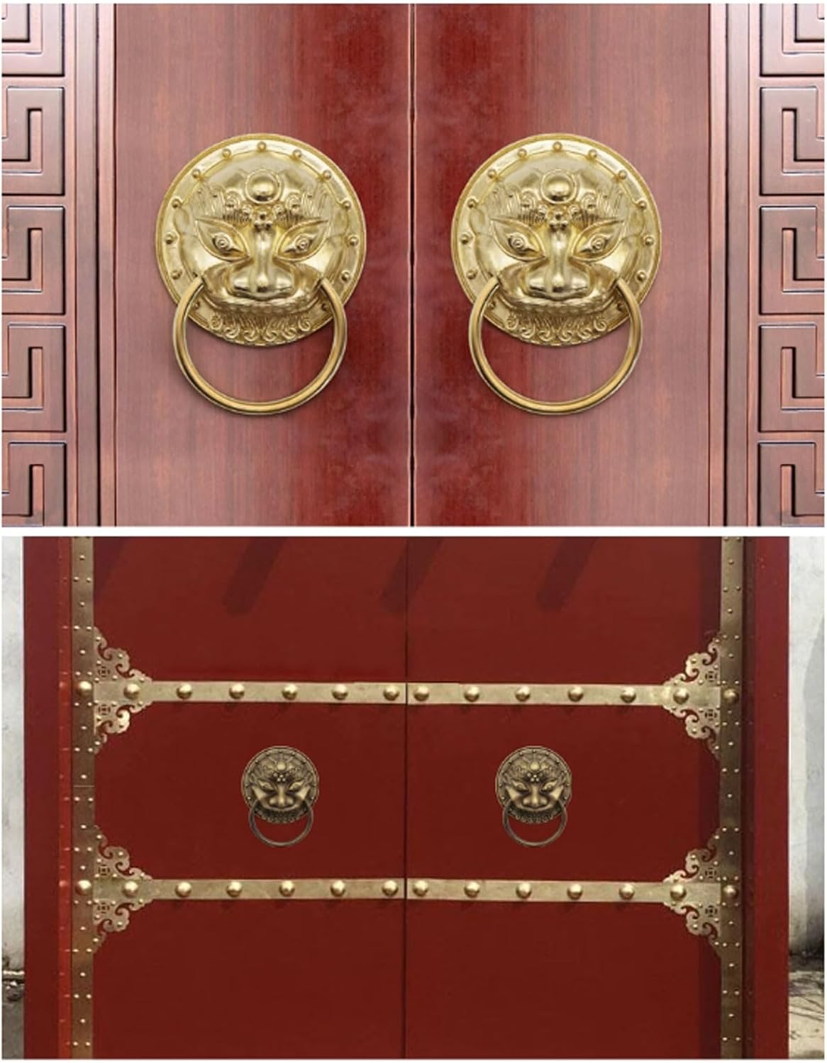 Chinese-Style Pure Copper Animal Head Door Knocker Classical Door Handle Knocker Wooden Door Pull Ring Round Door Handle for Door,Closet Door