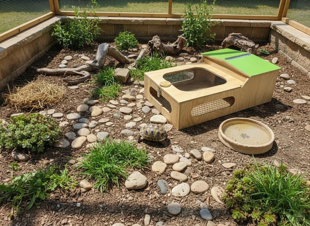 Casetta teca terrario tartarugario casa per taratarughe tartaruga di terra rettili recinto gabbia trasportino 60x40x23h tetto Verde