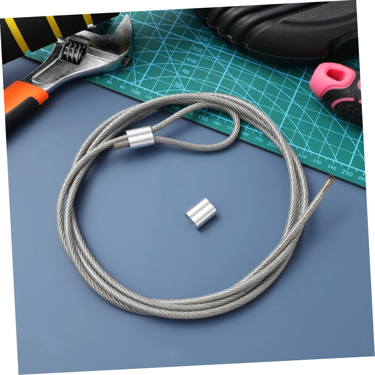 Basketball Net String 4mm Steel Wire Rope with Aluminum Buckle Sturdy Metal Basketball Hoop Net Threading String for Indoor Outdoor