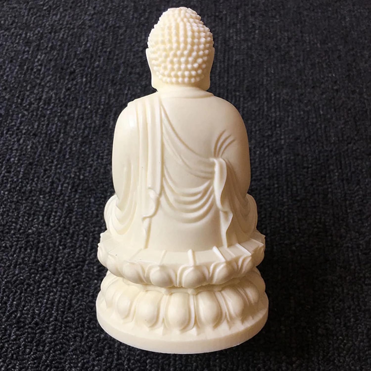 Buddha Statue for Home Office Tabletop, Thai Shakyamuni Sitting Statue with Ivory Fruit Finish, Minimalist Buddha for Zen Decor, Meditation Decor