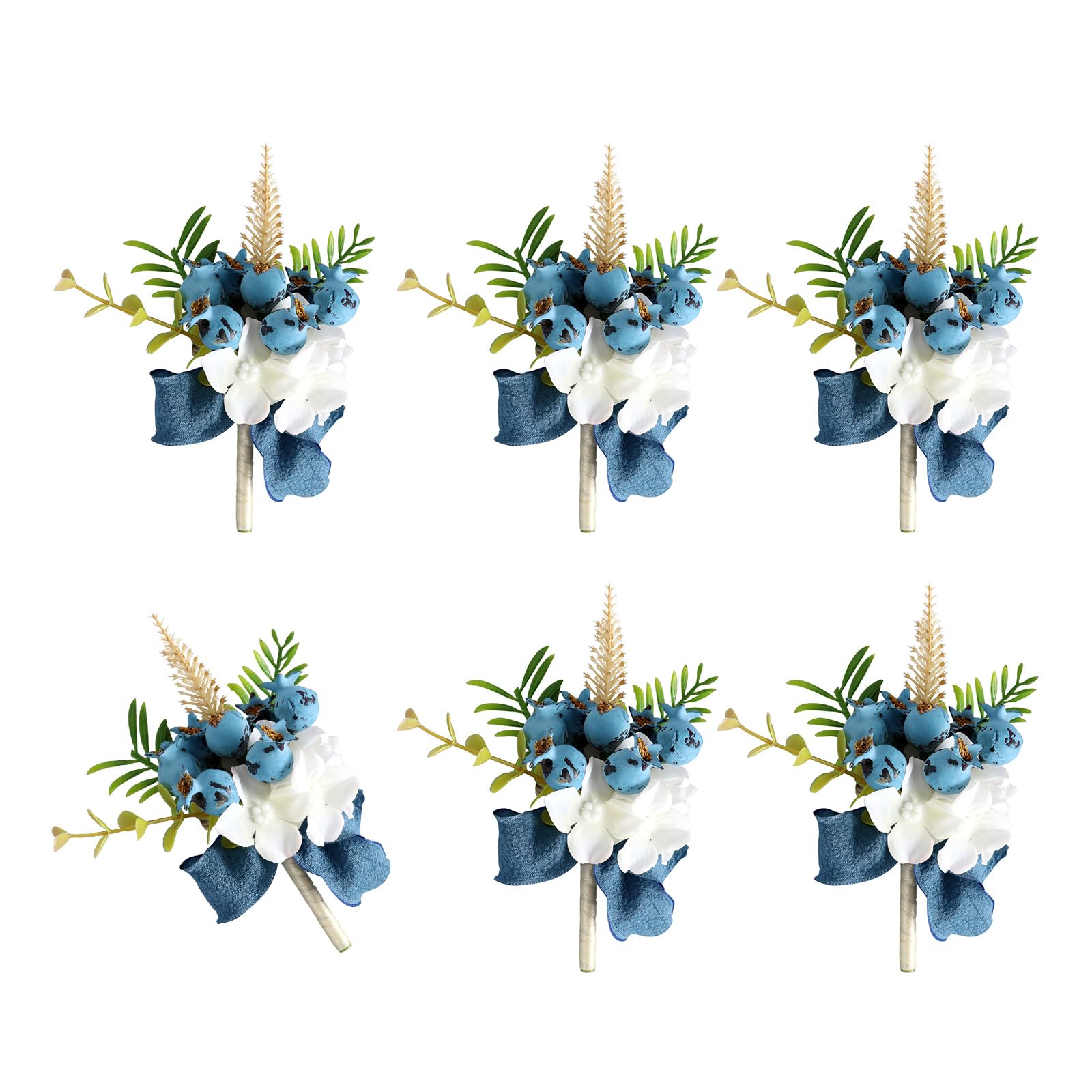 carotoe 6Pcs Wedding Rose Boutonniere with Artificial Flower, Boutonnieres Bridesmaids Boutonniere for Bride and Grooms Wedding Accessory
