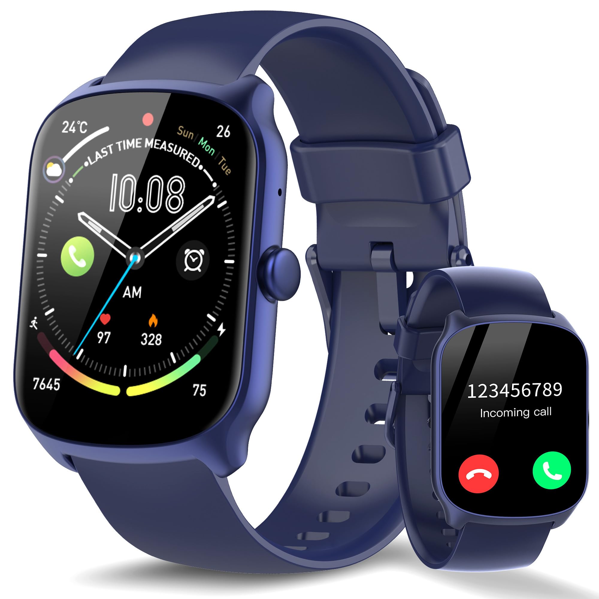 STECEi Smartwatch Uomo Donna, Schermo Curvo HD da 1,95'' Orologio Smartwatch con Effettua/Risposta Chiamate, 112 Sportive Smart Watch con Contapassi/Sonno/Cardiofrequenzimetro, Impermeabile IP68, Blu